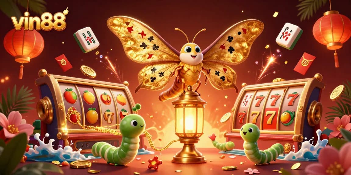Experience thrilling wins at vin88 with vibrant slot reels and engaging casino scenery.