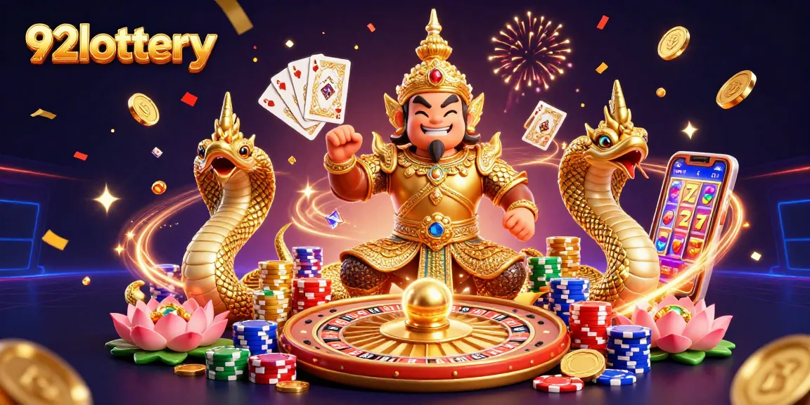 Experience thrilling wins at 92lottery with festive gaming adventures and vibrant illustrations of luck!