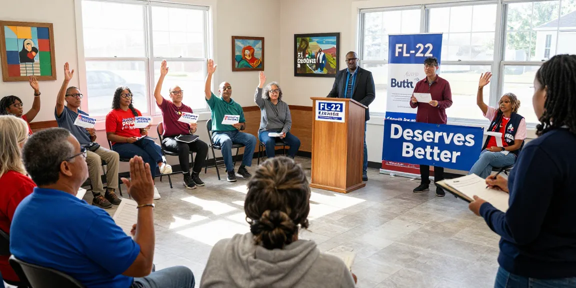 Community voters engaging in discussion about Casey Askar's candidacy in FL-22 town hall.