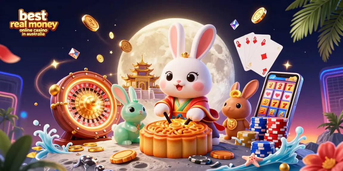 Explore the best real money online casino in Australia with vibrant gaming elements and dynamic characters.