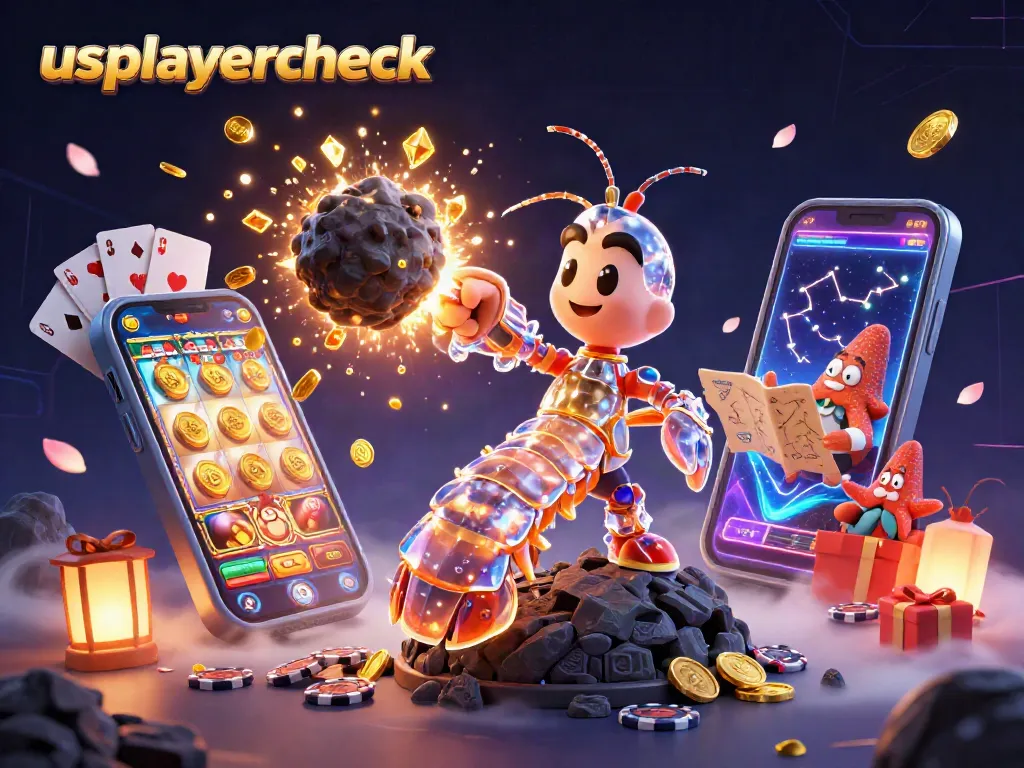 Win big with usplayercheck at a vibrant 3D casino scene of a mantis shrimp and starfish.