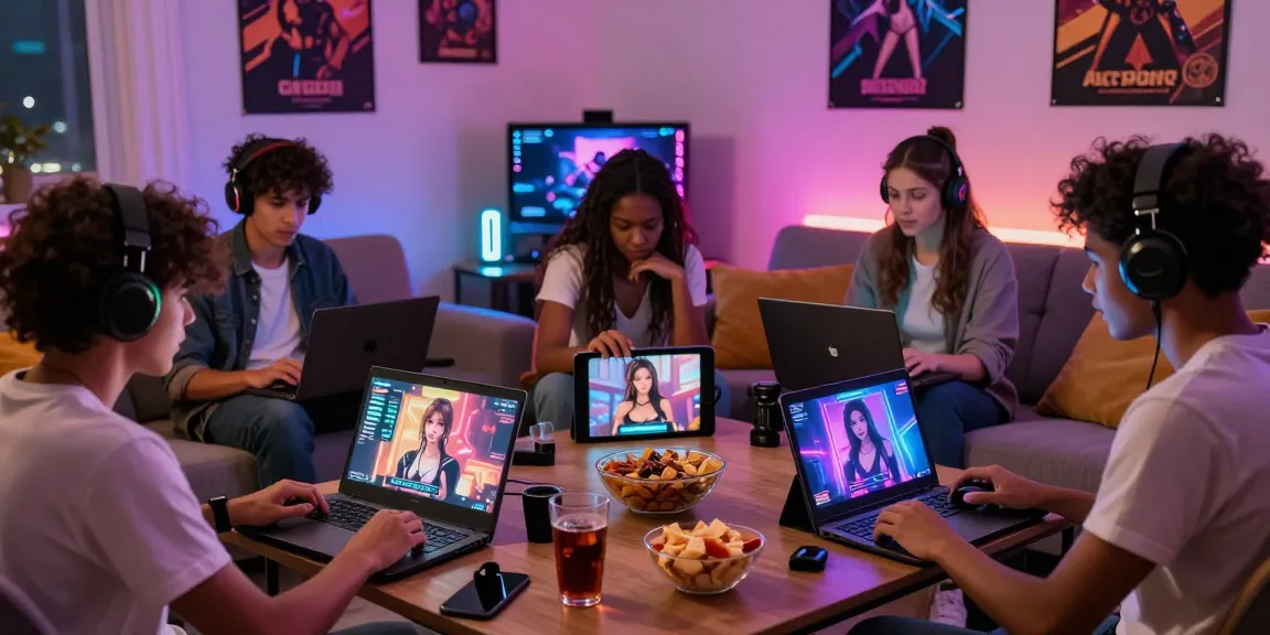 Engaging scene of players enjoying free porn games online in a cozy setting.