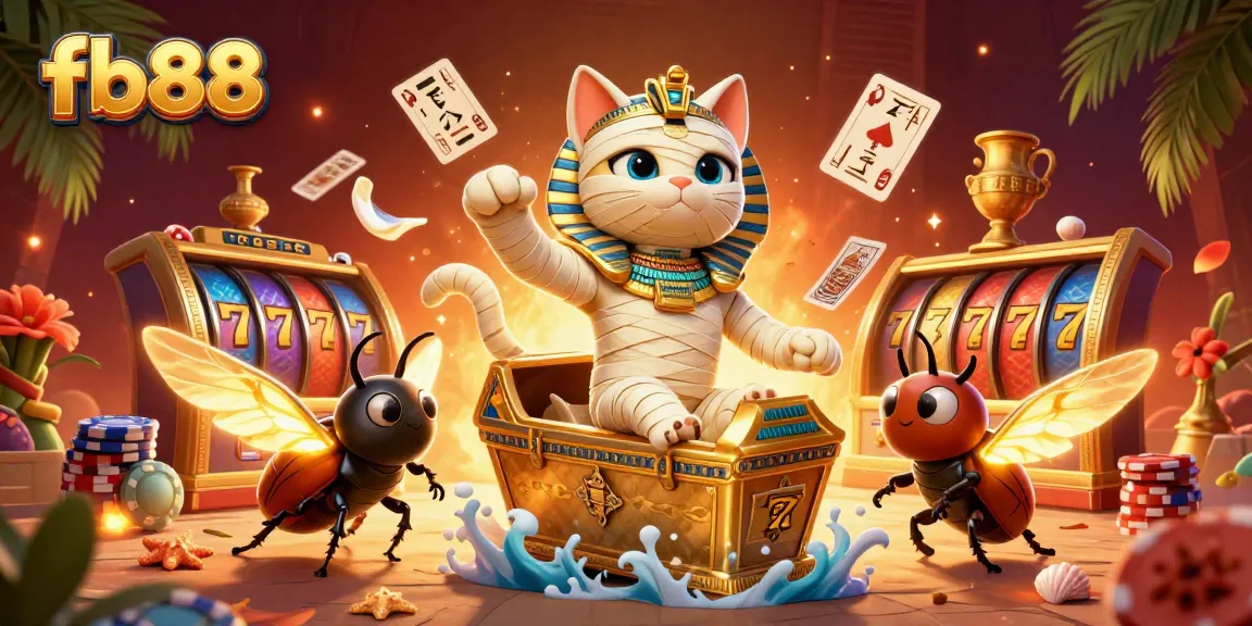 Spin the reels with fb88 as a mummy cat and scarab beetle bring casino adventures to life.