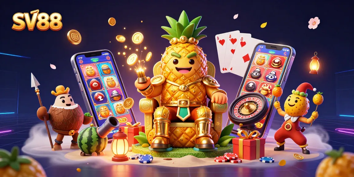 Engaging SV88 casino scene with character-themed elements and vibrant gaming action.