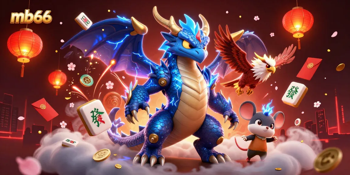 Experience thrilling wins with mb66 at an electrifying casino illustrated scene.