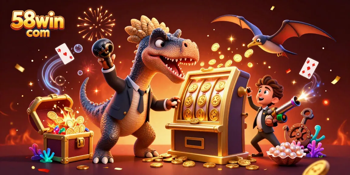 Experience the thrill of 58win com as colorful coins fly from a jackpot slot machine, showcasing vibrant casino energy.