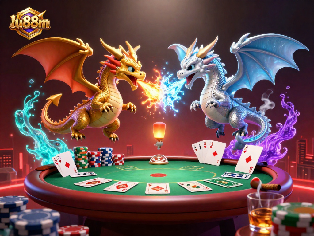 Experience thrilling gameplay at lu88m with fire and ice dragon spirits amidst dynamic poker elements.