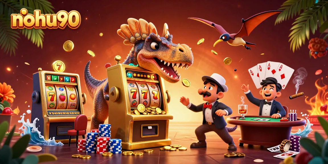 Nohu90 players engaging with a vibrant online slots scene featuring winning moments and dynamic game elements.