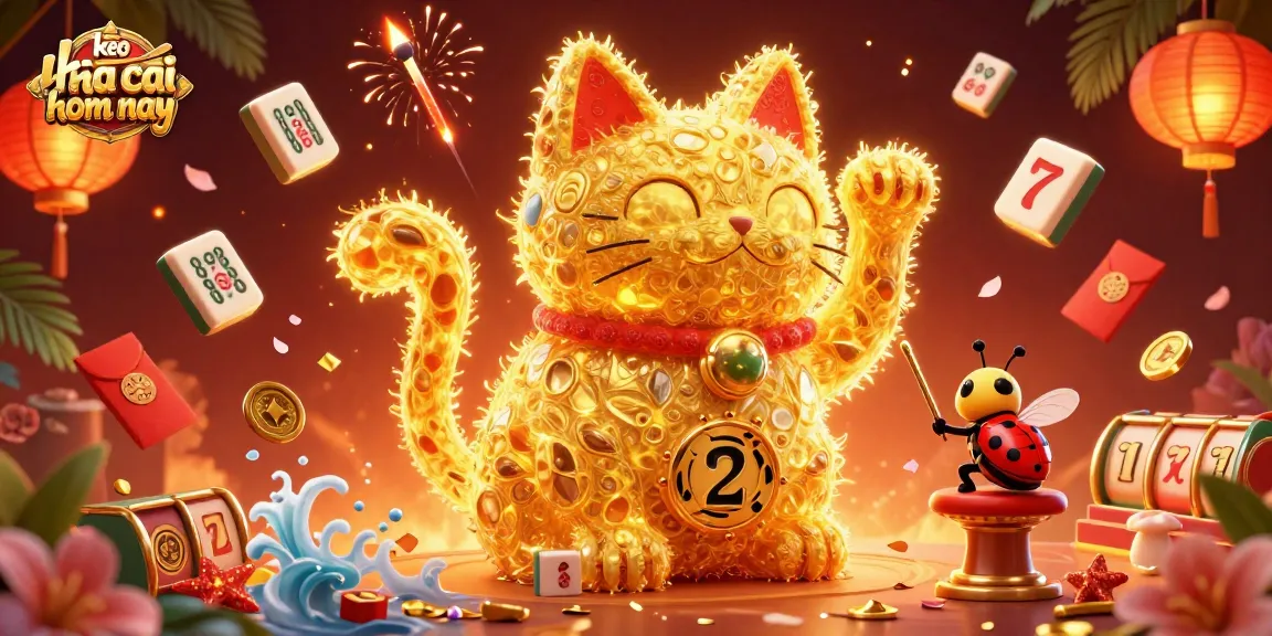 Experience the excitement of keo nha cai hom nay with a vibrant illustration featuring lucky symbols, fireflies, and shining casino elements.