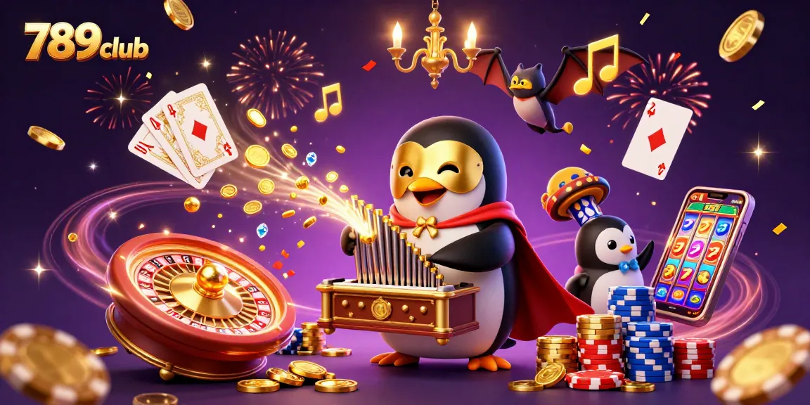 Experience winning moments at 789club with a vibrant casino scene featuring golden coins and festive elements.