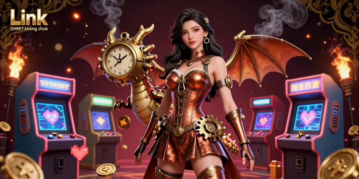 Play exciting games at Link SHBET không chặn with vibrant 3D gaming illustrations and casino-themed elements.