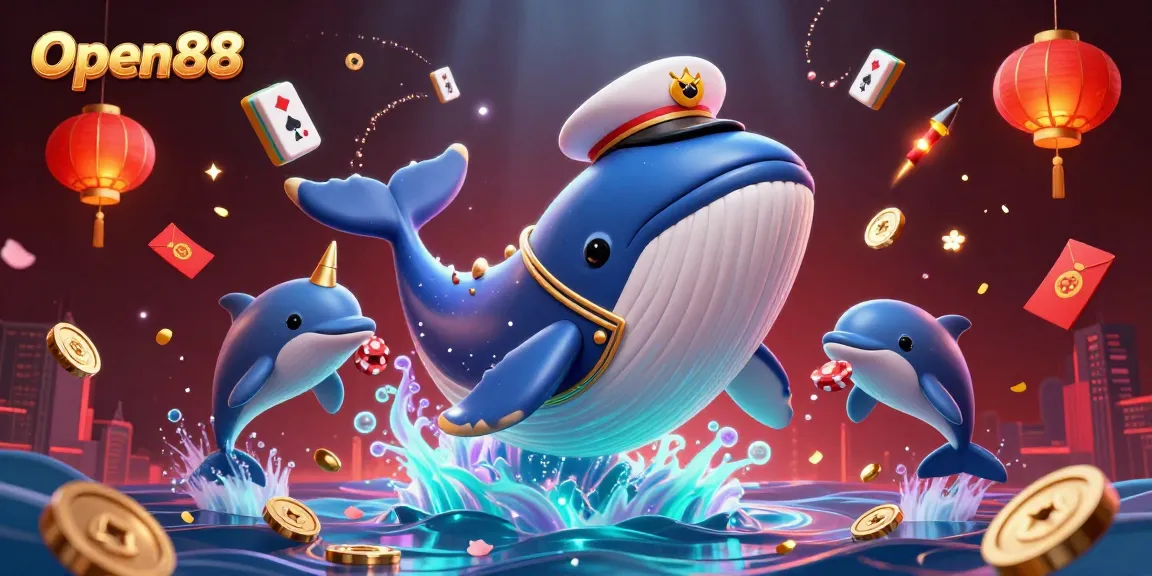 Experience thrilling gaming at Open88 with a vibrant scene featuring whimsical ocean characters among exciting casino elements.