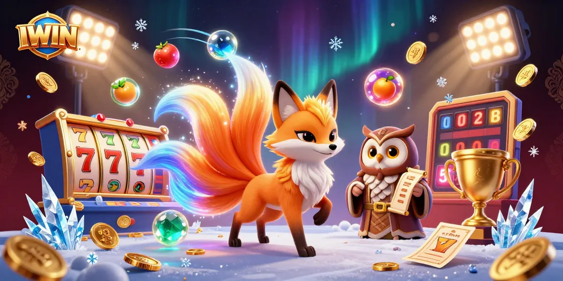 IWIN presents vibrant slot gameplay featuring a mystical fox spirit amidst casino symbols.