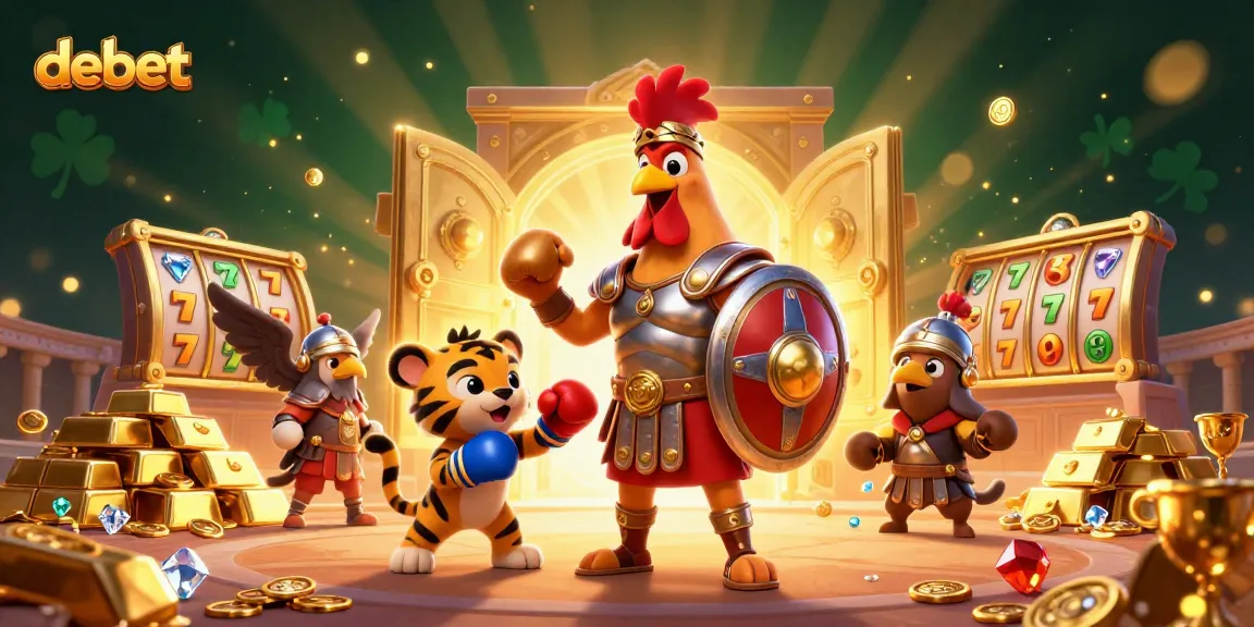 Experience debet action with engaging characters and dazzling casino elements in this vibrant 3D illustration.