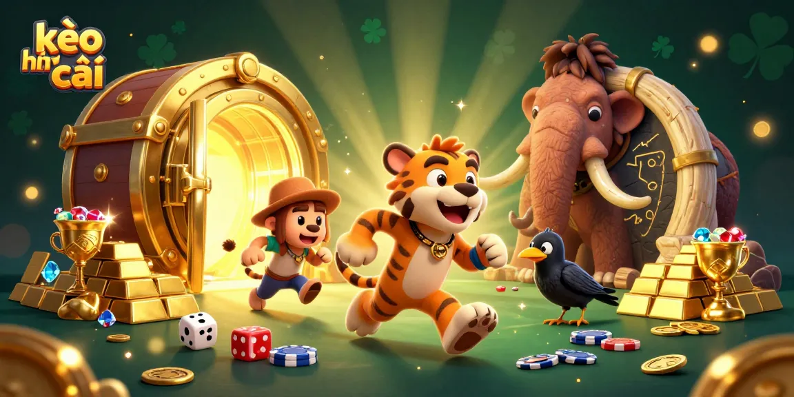 Experience thrilling kèo nhà cái action in this dynamic prehistoric casino scene with vibrant treasures.