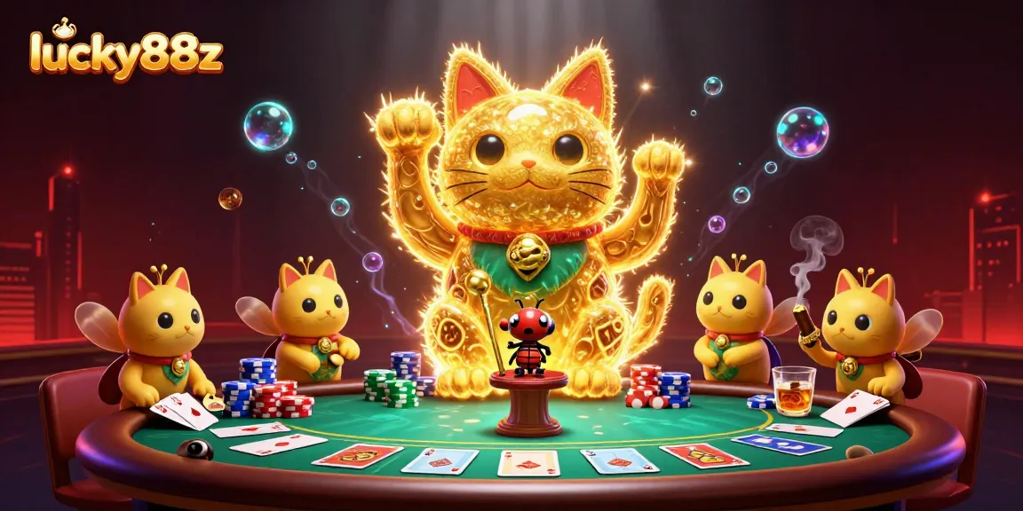 Engage in thrilling play with lucky88z in this vibrant 3D casino illustration.