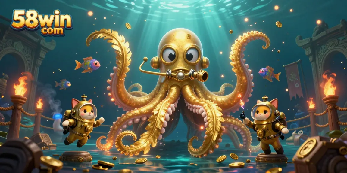 Experience thrilling gameplay at 58win com with a treasure-filled ocean scene featuring engaging casino elements.