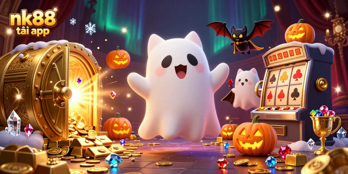 Engage with the thrilling nk88 tải app amidst a haunted casino adventure featuring ghostly characters.