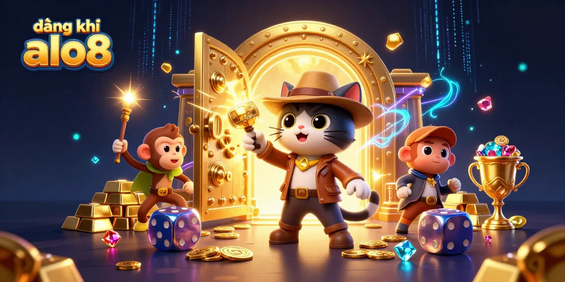Engage in the adventure of đăng ký alo8 as a cartoon explorer discovers a golden casino artifact.