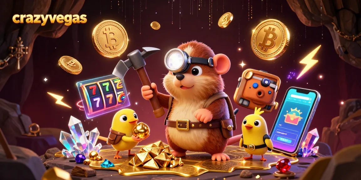 Engage with crazyvegas as a treasure hunter mole discovers golden pokies amidst neon crypto elements.