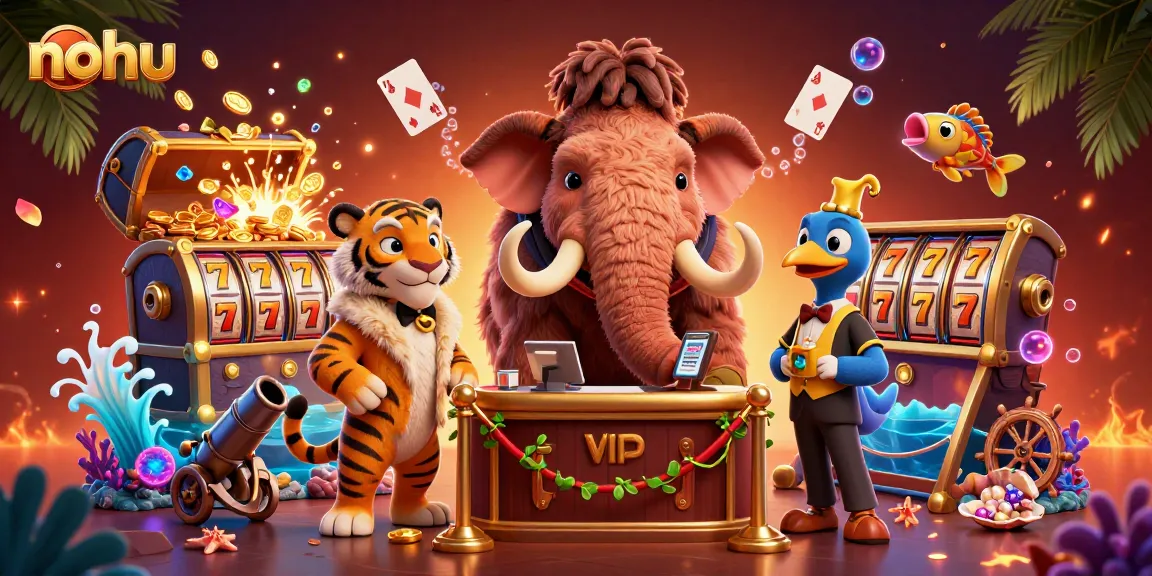Nohu showcases a vibrant casino scene with unique characters and elements blending excitement and excitement.